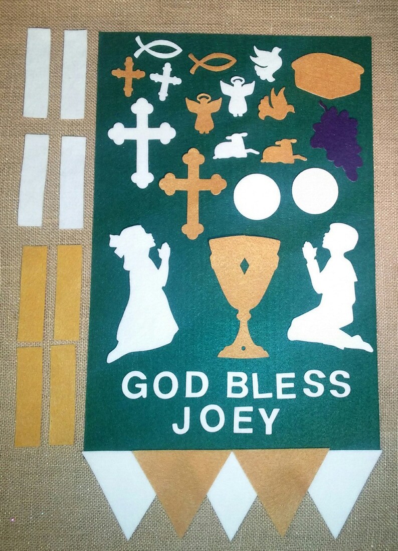 1st Holy Communion Felt Banner Kits Green With Gold & White Etsy