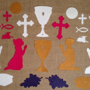 Gold / Hot Pink / White Felt First Holy Communion Stickers
