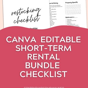 CANVA EDITABLE Bundle Short-Term Rental Listing Checklists: Inventory, Cleaning & Restocking Airbnb VRBO Booking.com