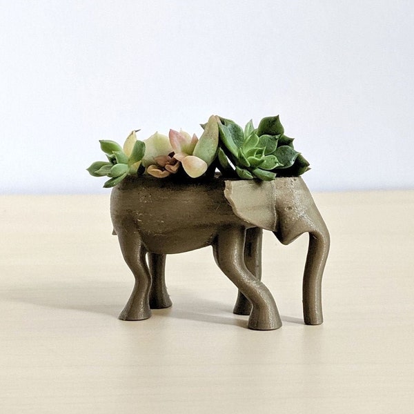 Mini Elephant Air Plant Holder - Small Succulent Planter - Tiny Desktop planter - 3D Printed Planter Pot - Biodegradable Earth Friendly Pot