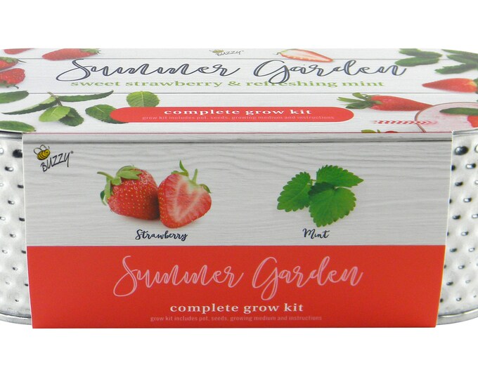 Windowsill Grow Kit Strawberry and Mint Summer Garden Grow Your Own