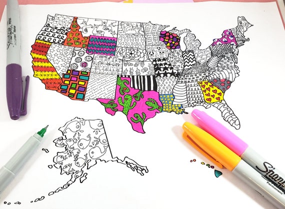 Etsy Sales Map - Instant Download - Adult Coloring Sheet