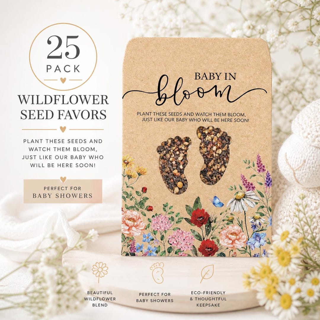 Baby in Bloom Seed Favors 25 Pack, Wildflower Baby Shower Favors ...