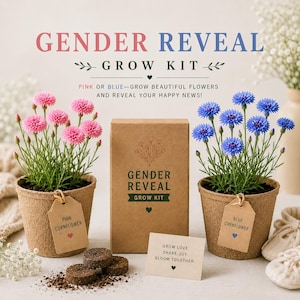 Gender Reveal Grow Kit – Pink or Blue Cornflower Seeds – Baby Shower Gift – Eco Friendly