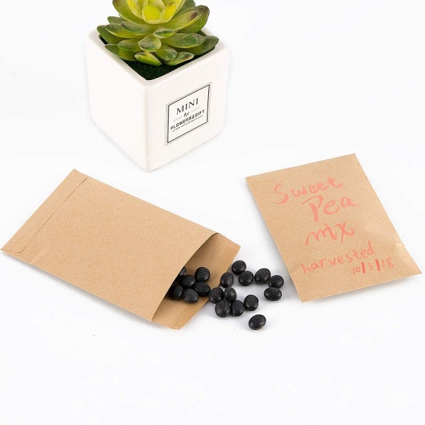 Pack of 25 Seed Envelopes - Paper Mini Coin Packets Envelopes For Home, Garden Or Office Use - Gummed Flap - Wedding Favors - DIY