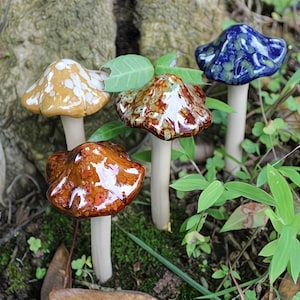 4.5" Ceramic Mushroom for Garden, Toadstool for Yard, Fairy Garden - Lawn Ornament Décor, Pottery Ornament Wonderland - Random Color