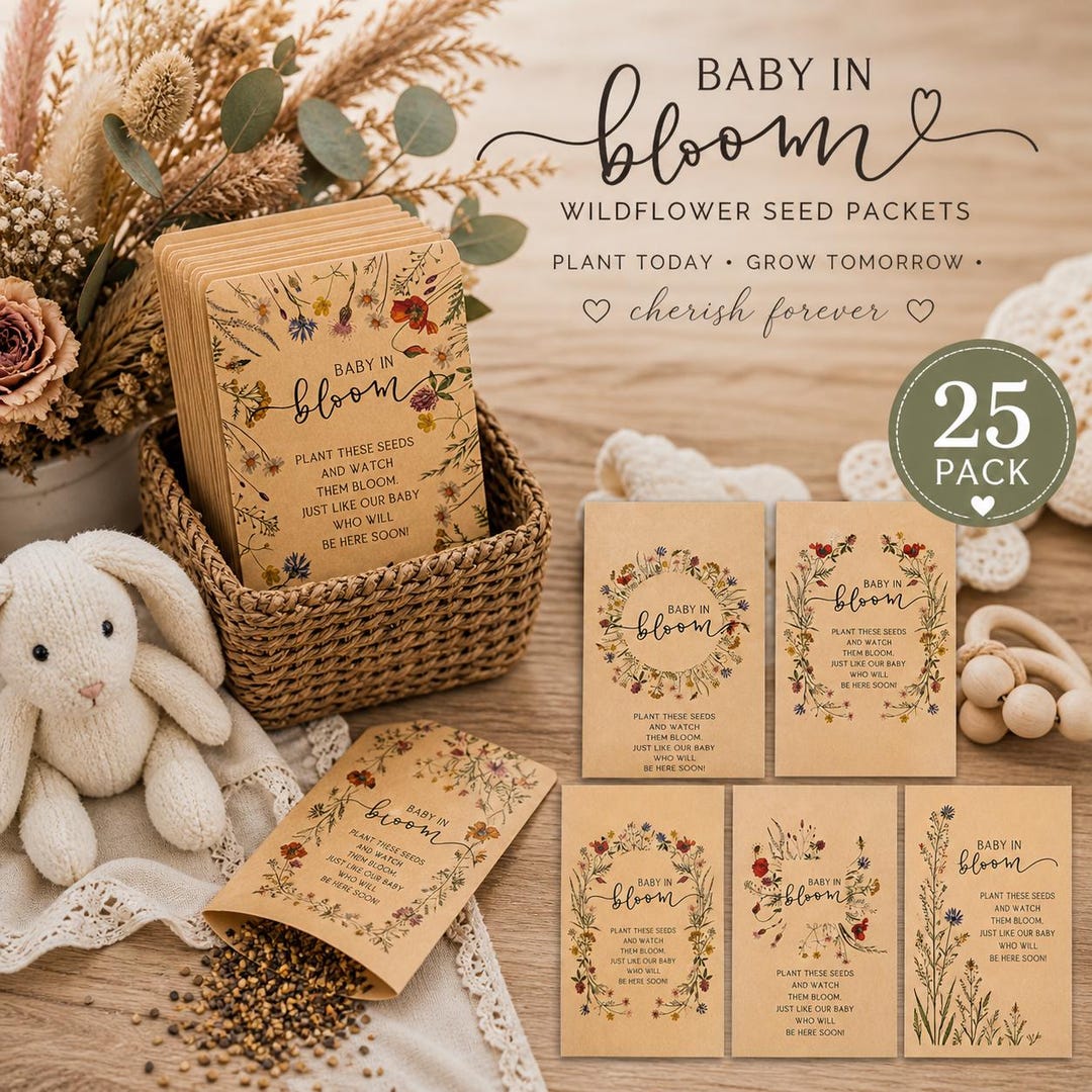 Baby in Bloom Seed Favors 25 Pack, Wildflower Baby Shower Favors, Pre ...