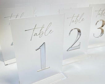 Frosted Acrylic 3D Table Numbers- Nude Gold-Acrylic Table Numbers- Wedding Table Numbers- White Frosted Black