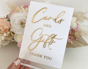 3D Acrylic Cards and Gifts Sign- Cards and Gifts Sign- Perspex Wedding Sign- White Wedding Sign- Size A5- Gold, Silver, Rose Gold