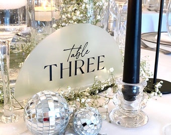 FROSTED SEMI CIRCLE Acrylic Table Numbers- Perspex- Acrylic- Perspex Table Numbers- wedding table numbers- Arch Table Numbers