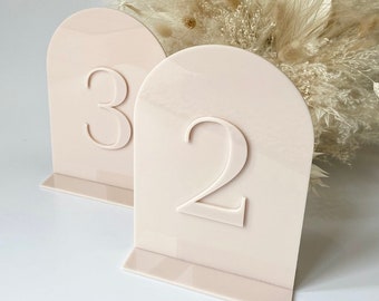 Acrylic 3D Table Numbers - Blush- Arch Table Numbers- Nude Table Numbers- Perspex Table Numbers- Wedding Table Numbers