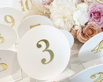 3D Circular Table Numbers- Perspex- Acrylic- Perspex Table Numbers- wedding table numbers- White Gold