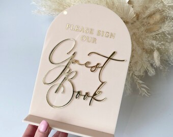 3D Acrylic Guestbook Sign- Nude Blush Acrylic- Please Sign Our Guestbook Sign- Perspex Wedding Sign- Arch Guestbook Sign- Wedding Sign