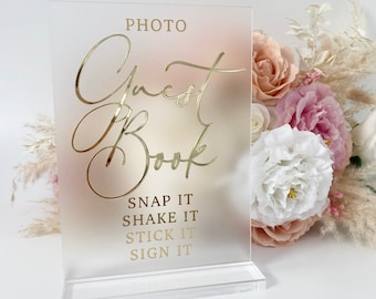 3D Acrylic PHOTO GUESTBOOK Sign-Polaroid guestbook sign- Perspex Wedding Sign- Frosted Wedding Sing- Size A5- Gold, Silver, Rose Gold