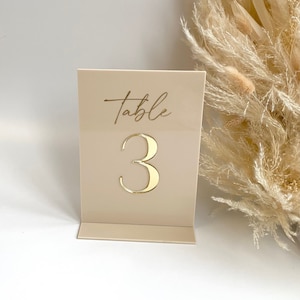 Acrylic 3D Table Numbers Nude Gold-Acrylic Table Numbers Wedding Table Numbers Nude Blush White Frosted Black imagem 1