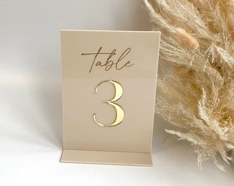 Acrylic 3D Table Numbers- Nude Gold-Acrylic Table Numbers- Wedding Table Numbers- Nude Blush White Frosted Black