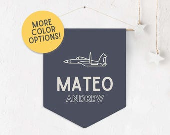 Personalized Aircraft Pennant: Custom Name, Kids Room Decor