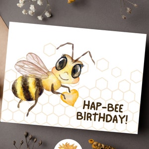 Bee Birthday Card, Cute Bee Card, Bumblebee Card, Bee Puns, Card for Friend, Bee Lovers, Printable