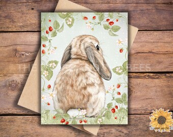 Watercolor Lop-eared Rabbit Notecard: Handmade Blank Cards