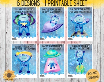 Tarjetas de San Valentín del espacio exterior: Tarjetas imprimibles para niños (descarga digital)
