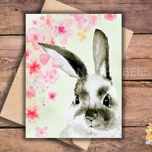 Watercolor Spring Rabbit Card Set: Blank Easter Note Cards