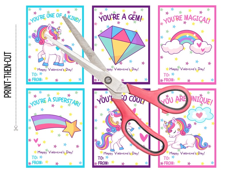 Unicorn Valentines Day Cards, Printable Unicorn Cards, Kids Valentine ...
