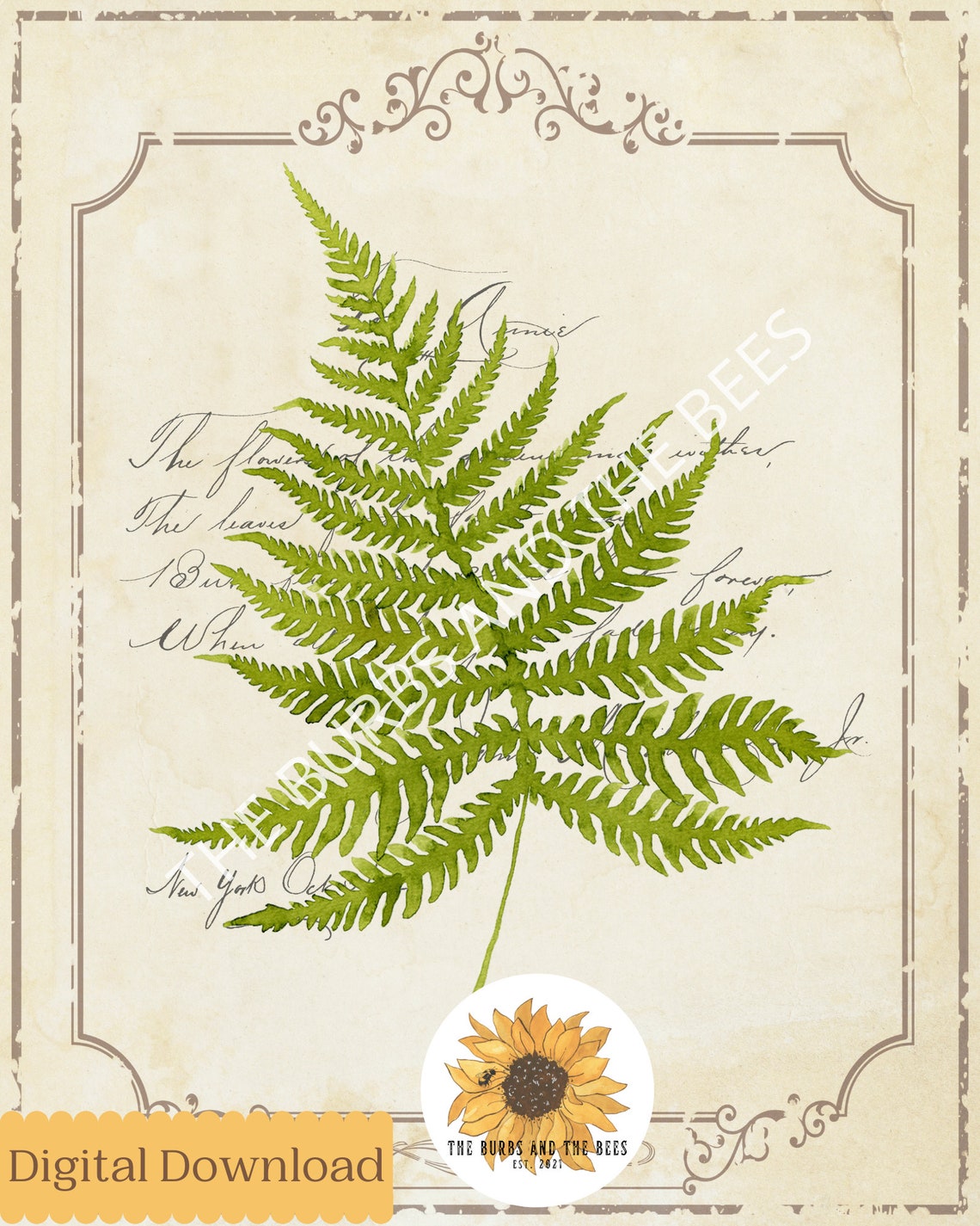 PRINTABLE Pressed Fern Digital Download Fern Decor Fern Art - Etsy
