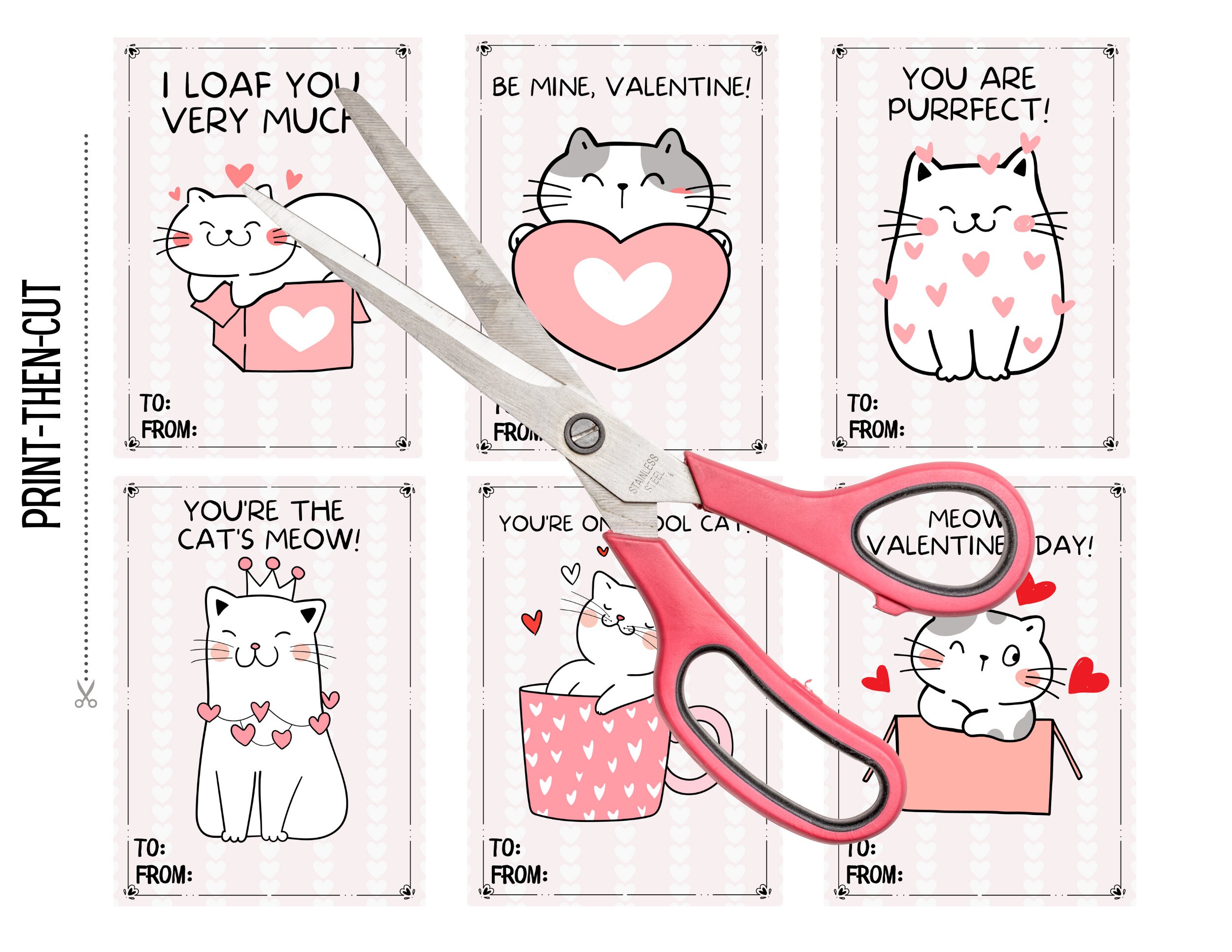Cat Valentines Day Cards, Printable Cat Cards, Kitten Valentines, Kids Valentine Cards, DIY ...