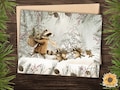 Raccoon Family Holiday Cards: Whimsical Woodland Christmas Set