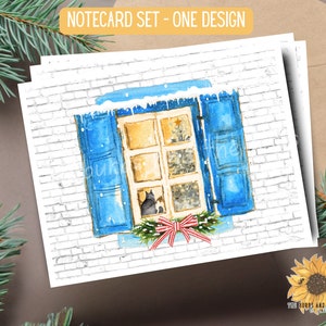 Watercolor Cat Christmas Cards: Holiday Kitten Note Card Set