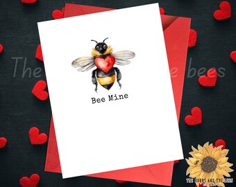 Bee Valentine Card: Watercolor Bumblebee Love Note