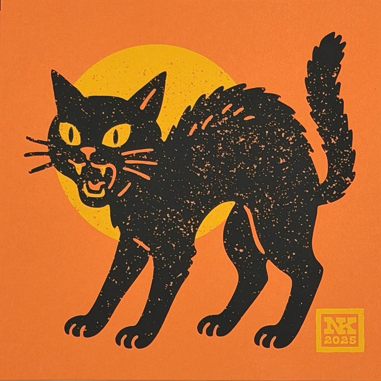 Halloween Black Cat Art Print, Vintage Spooky Decor, Limited Edition - Etsy