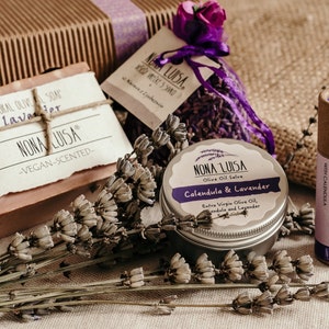 Personalized Lavender Gift Box I 100% Natural by Nona Luisa I Natural Soap, Salve, Lip Balm, Lavender Sachet, Gratitude Box, Birthday image 7
