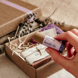Personalized Lavender Gift Box I 100% Natural by Nona Luisa I Natural Soap, Salve, Lip Balm, Lavender Sachet, Gratitude Box, Birthday image 10