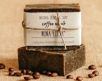 Coffee Body Scrub | 100% Sustainable by Nona Luisa | Cold Process Soap, Homemade Soap Bar, Handcrafted Soap, Exfoliating Soap, Body Scrub