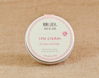 Crème visage entièrement naturelle à la rose pour peaux matures | 100% durable de Nona Luisa | rose sauvage, crème contre l'eczéma, crème anti-rides, crème pour les pieds