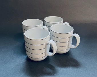 Set (4) Block Fado Mugs - Gerald Gulotta + Jack Prince - Block/Vista Alegre, Portugal 1980s