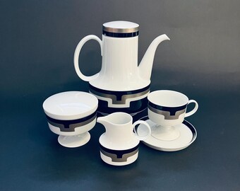 Tapio Wirkkala Composition Limes Coffee Service - Coffee Pot, 8 Cups + Saucers, Creamer, Sugar - Studio Line - Rosenthal, Germany 1960s HTF