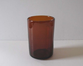 Erik Höglund Amber Glass / Bubbles Cylindrical Vase H1021/190 - Boda, Sweden 1960s HTF