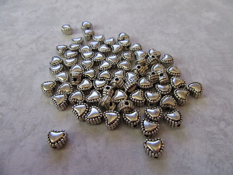 5 mm silver tone Lot of 73 Bali Style heart shaped Spacer Beads