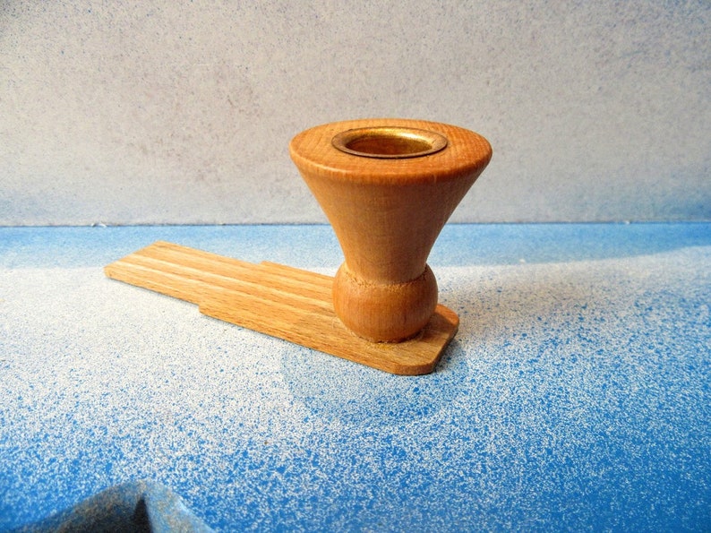 1 Candle Holder, Wooden /w Brass Candle Holder for 1.5 Cm Candles, Drip