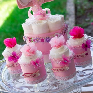 It&#39;s a Girl Diaper Cake Centerpiece, Baby Girl Diaper Cake Centerpiece, Baby Shower Centerpiece, It&#39;s a girl, Diaper Cake