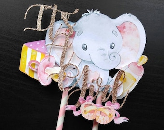 Elephant Cake Topper, It's a Girl Cake Topper, Elephant Cake, It's a Girl, Elephant Baby Shower, Cake Topper, Pink Gold Baby Shower