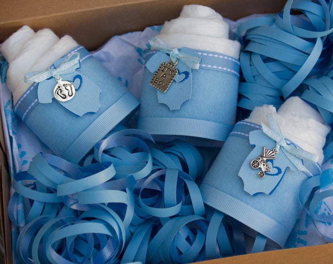 Diaper Cupcakes - It's a Boy - Baby Shower Gift - Diaper Cake - Mini Diaper Cakes - Baby Boy Baby Shower Gift - Baby Shower Favors