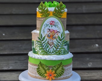 Adorable Baby Tiger Diaper Cake - Perfect for a Girly Baby Shower - Unique Diaper Cake Gift