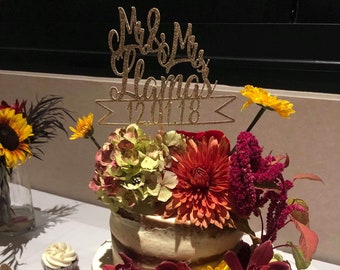 Wedding - Cake Topper - Mr & Mrs - Wedding Cake - Cake Decoration - Wedding Cake Topper - Glitter Cake Topper