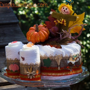 Pumpkin Patch Diaper Cake, Diaper Cake Centerpiece, Pumpkin Baby Shower, Fall Diaper Cake, Pumpkin Theme Baby Shower Decor