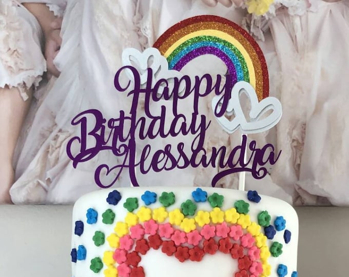 Featured listing image: Rainbow Cake Topper - Cake Topper - Rainbow Birthday - Cake Decoration - Birthday Cake Topper - Rainbow Cake