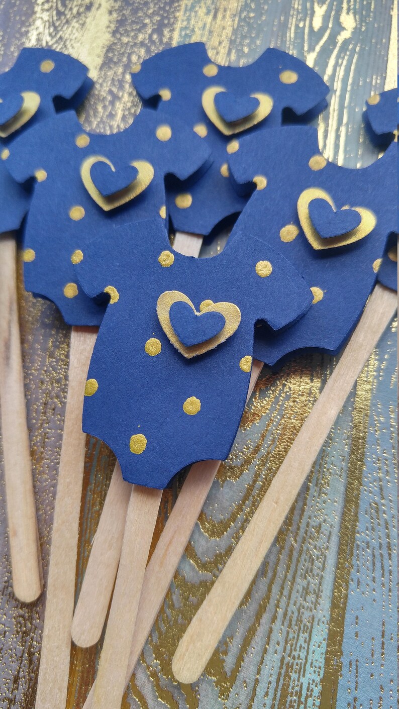 Mint/navy Blue Cupcake Toppers Baby Shower Cupcake Toppers Etsy