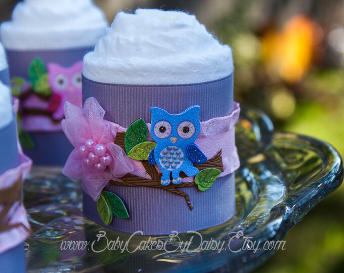 Mini Owl Diaper Cupcakes - Charming Decor for Baby Showers & Parties